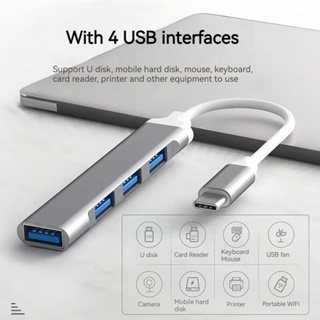 ฮับ USB 3.0 4 พอร์ต ความเร็วสูง type c 5Gbps 4 USB 3.0 2.0 สําหรับคอมพิวเตอร์ PC