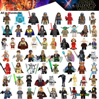 Ws ของเล่นบล็อกตัวต่อเลโก้ Star Wars Yoda Darth Vader Luke Han Solo Mandalorian Pg792