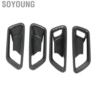 Soyoung Side Door Trim Panel  Portable Carbon Fiber Style Door Inner Handle Trim Cover Glossy Lightweight 4 PCS  for Vehicle