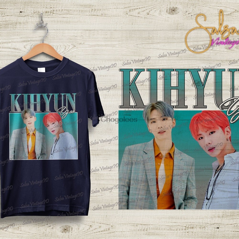 แฟชั่น ถูกสุดๆMonsta X Yoo Kihyun Vintage 90&#Yoo Kihyun เสื้อยืดลําลอง แขนสั้น พิมพ์ลาย BYTE BLZD ข