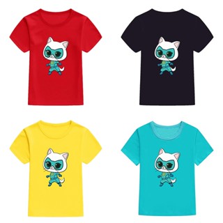 เสื้อยืดแขนสั้นลําลอง ทรงหลวม พิมพ์ลาย Mingyuan Superkitties Bitsy super kitty สําหรับเด็กผู้ชาย และผู้หญิง