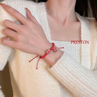 Preston สร้อยข้อมือเชือกถัก นําโชค แบรนด์นําโชค สไตล์เรโทร สําหรับผู้หญิง ปีใหม่