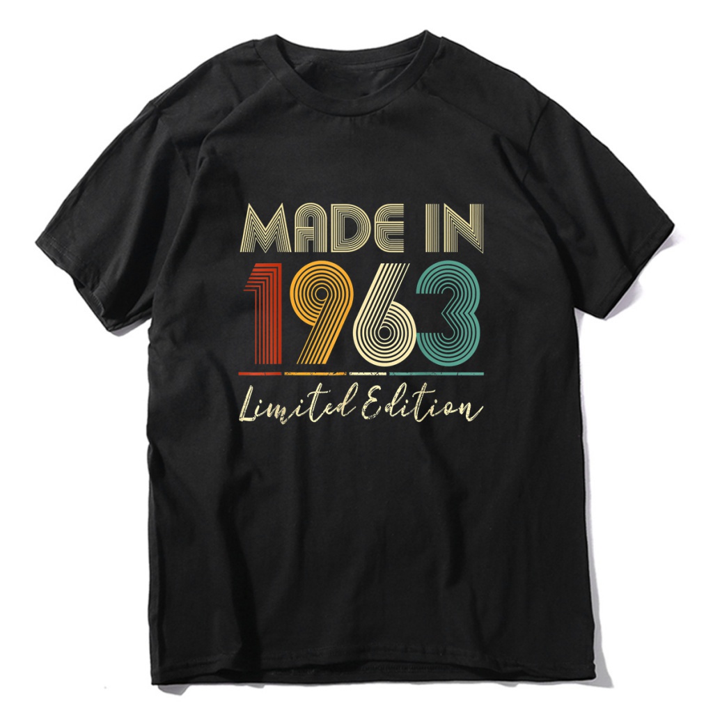แฟชั่นใหม่ เสื้อยืดลําลอง ผ้าฝ้าย 100% แขนสั้น พิมพ์ลาย Made In 1963 Limited Edition 60 Years Old 60