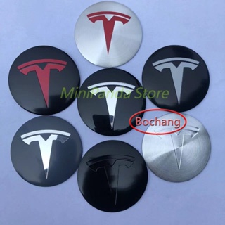 Bochang สติกเกอร์ตราสัญลักษณ์ หลากสี สําหรับติดฝาครอบดุมล้อรถยนต์ Tesla Model 3 Y S X 4 ชิ้น