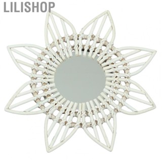 Lilishop Decorative Wall Mirror  Vintage Rattan Mirror High Polished Glass Perfect Size Flower Shape  for Bathroom