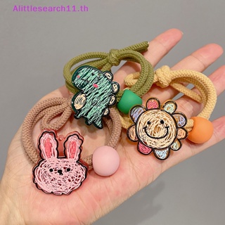 Alittlesearch11 ยางรัดผมอะคริลิค ลายการ์ตูนกราฟฟิตี้น่ารัก สีแคนดี้ สไตล์เกาหลี สําหรับเด็กผู้หญิง TH