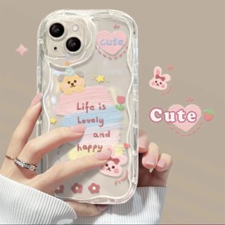 เคสโทรศัพท์มือถือ ซิลิโคนนิ่ม TPU ใส กันกระแทก ลายภาพวาดสีน้ํามัน รูปกระต่ายน่ารัก สําหรับ iPhone 11 14 Pro 12 13 Mini XS Max X XR 7 8 6 6S Plus SE2020