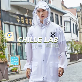 CHILLG LAB เสื้อกันฝนผู้ชายแยกทั้งร่างกายป้องกันพายุกันน้ำขี่รถยนต์ไฟฟ้าเสื้อกันฝนพิเศษ