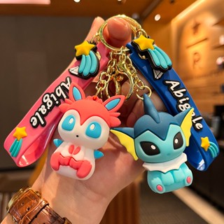 6 ซม. โปเกมอน อนิเมะ ฟิกเกอร์ Eevee Pikachu Vaporeon Umbreon Glaceon PVC พวงกุญแจ กระเป๋า พวงกุญแจ ของเล่นเด็ก วันเกิด