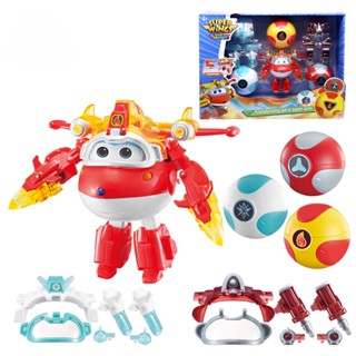 Super Wings S6 เจ็ตต์แปลงร่าง ขนาด 5 นิ้ว &amp;amp; Ball - ฟิกเกอร์หุ่นยนต์เครื่องบินเหล็ก ของเล่นสําหรับเด็ก OXOC