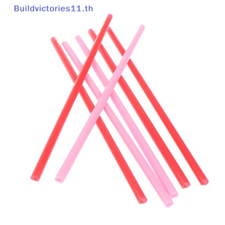 Buildvictories11 หลอดดูดน้ําพลาสติก รูปหัวใจน่ารัก สีชมพู 25 ชิ้น