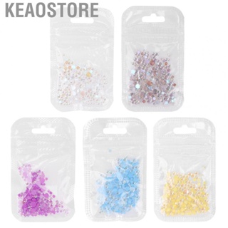 Keaostore Nails Micro Beads  Non Toxic 300pcs/Bag 5 Different Colors Semi Circular DIY Nail Decorative Accessories for Decorate Mobile Phone Cases Making