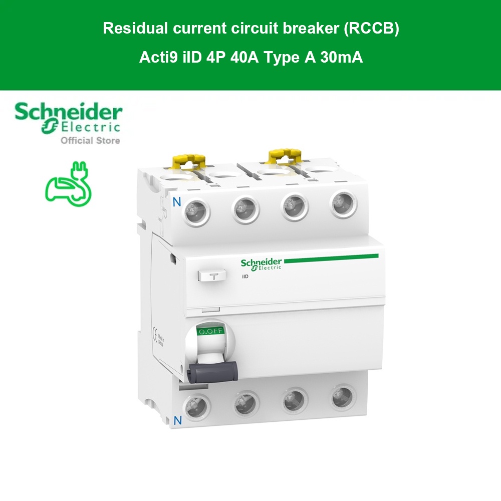 Schneider Electric Residual current circuit breaker (RCCB), Acti9 ilD, 4P, 40A, type A, 30mA A9R5144
