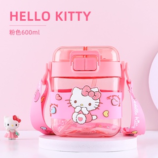 SANRIO Hellokitty แก้วน้ําพลาสติก ลายซานริโอ้น่ารัก แบบพกพา สําหรับเด็กนักเรียนผู้หญิง 0618