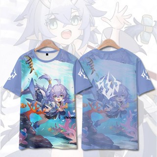 เสื้อยืดแขนสั้น คอกลม พิมพ์ลายการ์ตูน Star Rail Honkai: White Dew Character cos สําหรับผู้ชาย