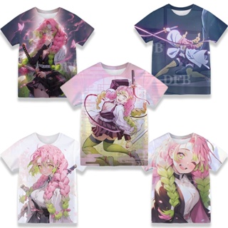 เสื้อยืดคอกลม แขนสั้น พิมพ์ลาย Demon Slayer Kanroji Mitsuri แฟชั่นฤดูร้อน สําหรับเด็ก