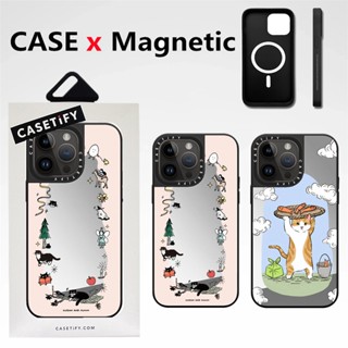 CASETIFY【แมวและเด็ก】เคสโทรศัพท์มือถือแบบแข็ง กันกระแทก พร้อมกล่องใส่บัตร คุณภาพสูง สําหรับ iPhone 14 Pro Max 12 13 Pro Max