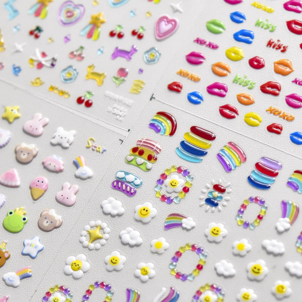 [Meow.Sensei] สติกเกอร์เจลลี่ ลาย Tomoni สีรุ้ง สไตล์ญี่ปุ่น สําหรับตกแต่งเล็บ 3003