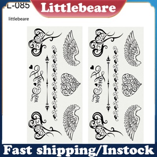 &lt;littlebeare&gt; สติกเกอร์รอยสักชั่วคราว ลายขนนก ผีเสื้อ ดอกกุหลาบ 2 แผ่น