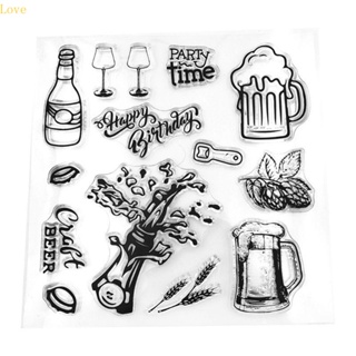 แสตมป์ซิลิโคนใส ลายนูน Love Champagne Beer สําหรับตกแต่งสมุดภาพ การ์ด