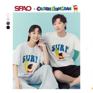 Spao เสื้อยืดคอกลม แขนสั้น พิมพ์ลายชินจัง แฟชั่นฤดูร้อน สําหรับผู้ชาย และผู้หญิง SPRLD24D05