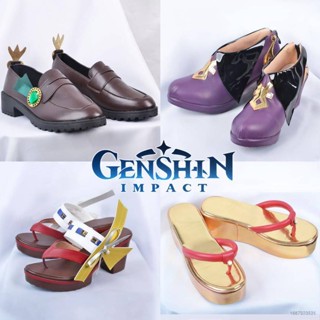 Sy7 Genshin Impact รองเท้าแตะหนังคอสเพลย์ Venti Miko Beelzebul Keqing 35-43 สําหรับปาร์ตี้ฮาโลวีน YS7