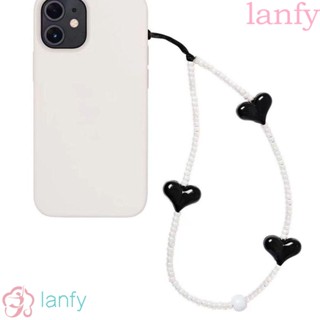 LANFY สายคล้องโทรศัพท์มือถือ ประดับลูกปัดอะคริลิค รูปหัวใจ สไตล์เกาหลี เครื่องประดับ สําหรับผู้หญิง