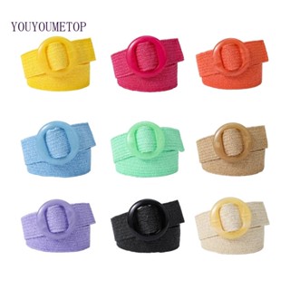 Youyo เข็มขัดถัก หัวเข็มขัด ปรับได้ ผู้หญิง เข็มขัดยืดหยุ่น เข็มขัดสาน ที่มีสีสัน