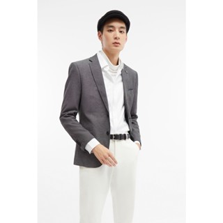 LTD เสื้อเบลเซอร์คอปกป้าน ผู้ชาย สีเทา | Notch Lapel Blazer | 3408