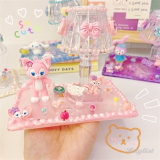 ღ Sanrio Diy ชุดโคมไฟตั้งโต๊ะทำเอง Kuromi Melody ตั้งโต๊ะบรรยากาศไฟกลางคืน Sanrio อุปกรณ์เครื่องประดับ Diy วัสดุกาวครีมแฮนด์เมด