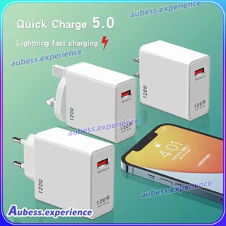 120w Super Fast Charging Charger Eu Us Uk Standard Usb Qc5.0 Active Protection หัวชาร์จโทรศัพท์มือถือ Travel Charger Adapter Experth