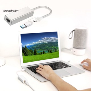 Gr อะแดปเตอร์แลนแล็ปท็อป USB 3.0 Type-C เป็น RJ45 อีเธอร์เน็ต แบบพกพา สําหรับ Windows Mac OS Android