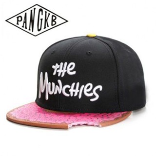 Pangkb Brand MUNCHIES หมวกเบสบอลลําลอง สีชมพู สไตล์ฮิปฮอป สําหรับผู้ชาย และผู้หญิง