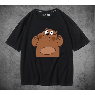 อนิเมะ We Bare Bears น่ารักอนิเมะ Grizzly ใหม่เสื้อยืดผู้ชายและผู้หญิงแขนสั้นผ้าฝ้าย เกม