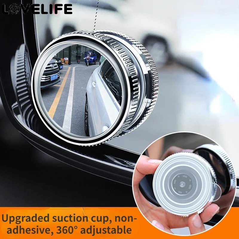 กระจกมองหลังรถยนต์ จุดบอด 360 องศา 2 ชิ้น° กระจกมองหลัง แบบนูน หมุนได้ - ถ้วยดูดนาโน มุมกว้าง ปรับได้ - กระจกมองหลังนิรภัย ขับขี่ - อุปกรณ์เสริมสําหรับรถยนต์