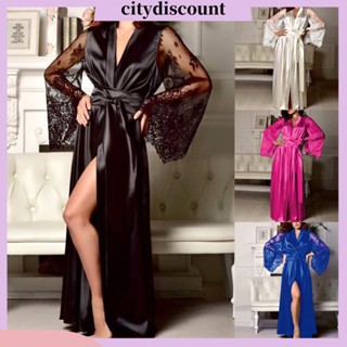 &lt;citydiscount&gt; เสื้อคลุมชุดนอนกิโมโน แขนยาว ผ้าลูกไม้ เซ็กซี่ สําหรับผู้หญิง