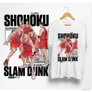 Si เสื้อยืดแขนสั้นลําลอง ทรงหลวม พิมพ์ลายกราฟฟิคอนิเมะ Slam Dunk SHOHOKU พลัสไซซ์ สีดํา สีขาว