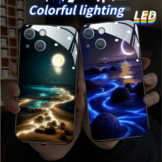 Mg เคสโทรศัพท์มือถือ LED ลายดวงจันทร์ ชายหาด สําหรับ Huawei P30pro P50pro P40pro+ Honor50pro nova11pro mate50Pro 30Epro nova7se 8se mate40Pro HonorX7 X8 70Pro