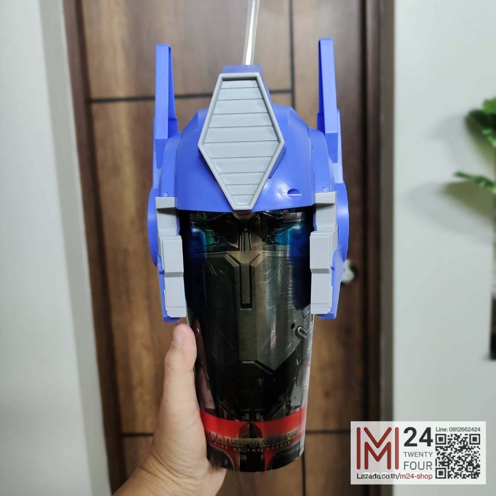 (1 ใบ) 32 oz. แก้วน้ำพร้อมท็อปเปอร์ ออฟติมัส ไพร์ม ทรานส์ฟอร์เมอร์ส แก้วน้ำโรงหนัง เมเจอร์ Major top
