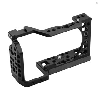 Aluminum Alloy Camera Cage Rig with Cold Shoe Mount ARRI Locating Hole 1/4 3/8 Threaded Holes Replacement for  A6000/A6100/A6300/A6400/A6500 Cameras