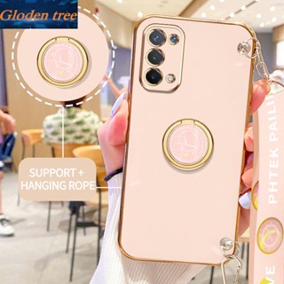 เคสโทรศัพท์มือถือ ลายต้นไม้ Gloden พร้อมขาตั้ง และสายคล้อง สําหรับ OPPO A74 5G A93 5G A93S 5G A54 5G