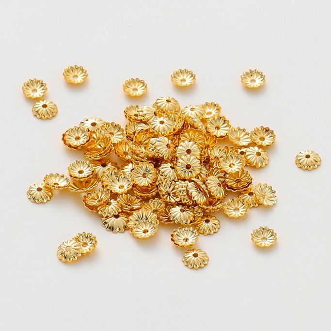 St. kunkka 100 ชิ้น 18K Gold Plated Wave Receptacle Non-Fading Non-Allergic Daisy Receptacle ลูกปัดสามารถใช้สําหรับ DIY สร้อยคอสร้อยข้อมือเครื่องประดับทํา