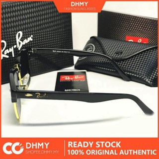 Rt5f [ครบชุด] ray-ban rayban แว่นตากันแดด rb3016 clubmaster แว่นตาสีดํา สีเทา 48 มม. คุณภาพสูง