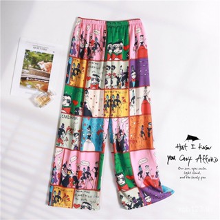 [พร้อมส่ง] กางเกงขายาวลําลอง ผ้าเรยอน แบบบาง พิมพ์ลายการ์ตูน แฟชั่นฤดูร้อน สําหรับหญิงตั้งครรภ์