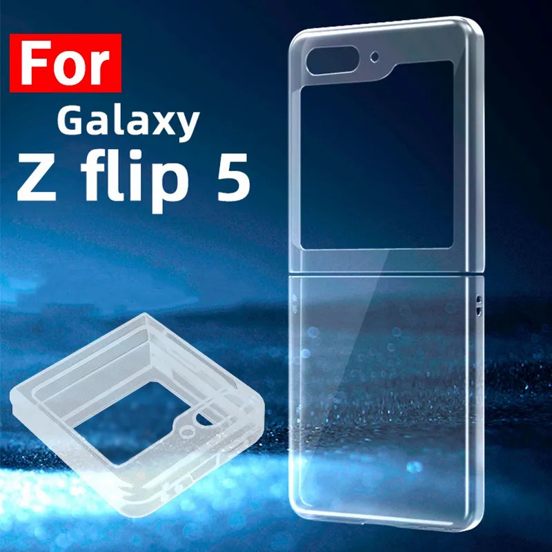 ใช้งานร่วมกับ Samsung Galaxy Z Flip 5 / เคสใส เรียบง่าย / ฟิล์มกระจกนิรภัย เลนส์ด้านนอก / เปลือกกันชน กันรอยขีดข่วน / ตัวป้องกันด้านหลังสมาร์ทโฟน กันกระแทก