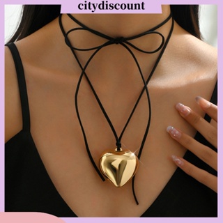 &lt;citydiscount&gt; สร้อยคอ จี้รูปหัวใจ ขนาดใหญ่ ปรับได้ สีทอง สีเงิน เครื่องประดับแฟชั่น สําหรับผู้หญิง