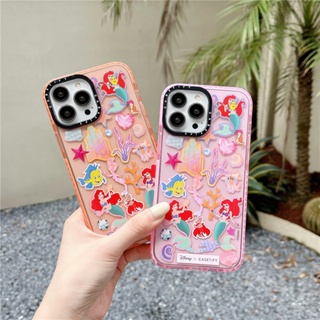 Casetlfy เคสโทรศัพท์มือถือ ซิลิโคนนิ่ม TPU ใส กันกระแทก ลาย Disney Mermaid สําหรับ iPhone X XS Max XR 11 12 13 14 Pro Max