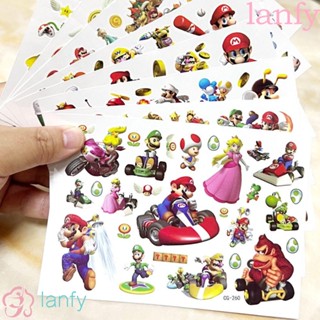 LANFY สติกเกอร์รอยสักชั่วคราว ลายการ์ตูนอนิเมะ Super Mario Diy สําหรับเด็ก