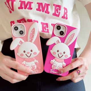 เคสโทรศัพท์มือถือ ยางซิลิโคนนิ่ม กันกระแทก ลายการ์ตูนกระต่ายน่ารัก สามมิติ สร้างสรรค์ สําหรับ Apple iPhone 11 12 13 14 pro max