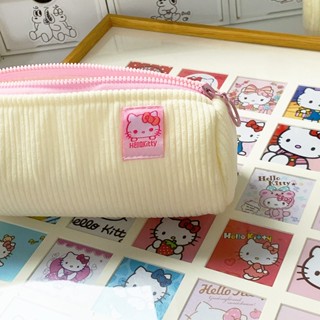 SANRIO กระเป๋าดินสอ ผ้าลูกฟูก ขนาดใหญ่ จุของได้เยอะ ลายการ์ตูนเฮลโลคิตตี้ เหมาะกับนักเรียน สําหรับใส่เครื่องเขียน